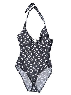 Speedo Womens Large Halter Swimsuit 60s Rockabilly Resortwear One Piece Black